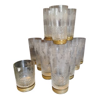 Late 19th Century Baccarat Attributed Diamant Glassware Set- 14 Pieces For Sale
