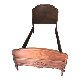 1950s Vintage Twin Size French Provincial Style Burled Bed Frame For Sale