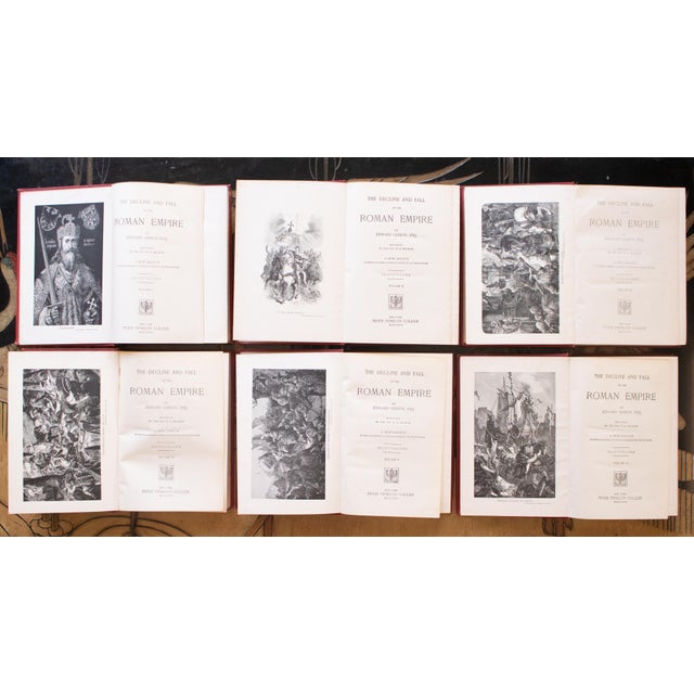 Textile 1899 Edward Gibbon "The Decline and Fall of the Roman Empire", Complete Set of 6 Volumes For Sale - Image 7 of 18