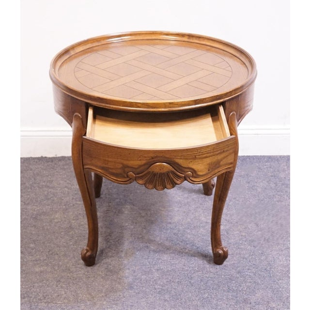 Baker Furniture Solid Walnut Country French Provincial 26" Round Accent End Table For Sale In Kansas City - Image 6 of 10