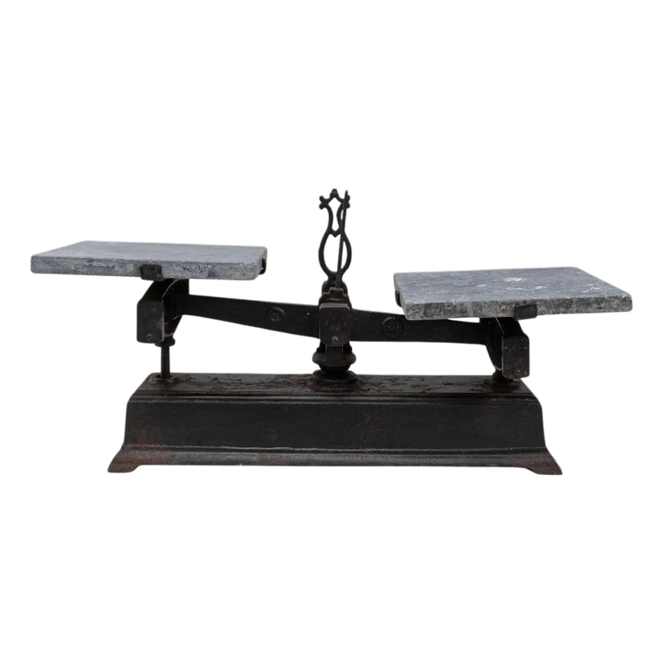 19th Century French Iron & Marble Scale | Chairish