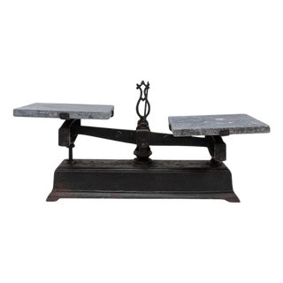 19th Century French Iron & Marble Scale For Sale