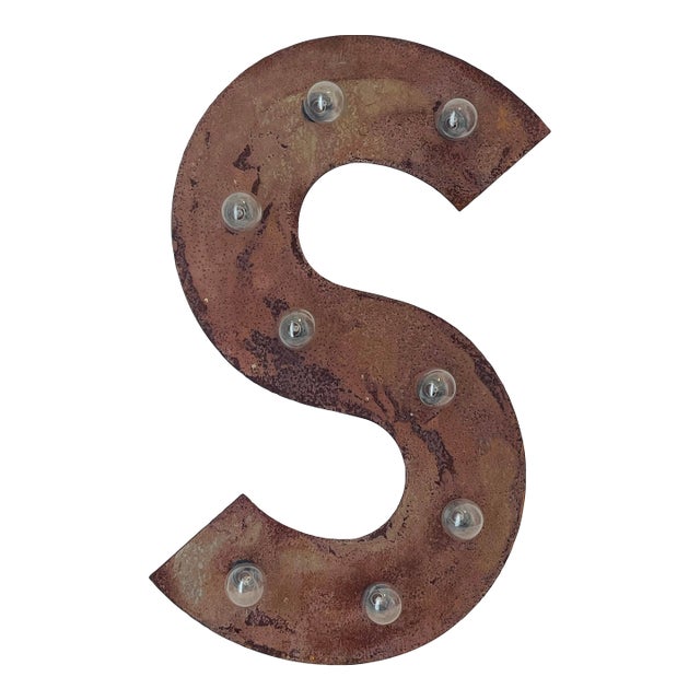 1970s Rusted Metal Dollar Sign Wall Light Lamp Industrial For Sale