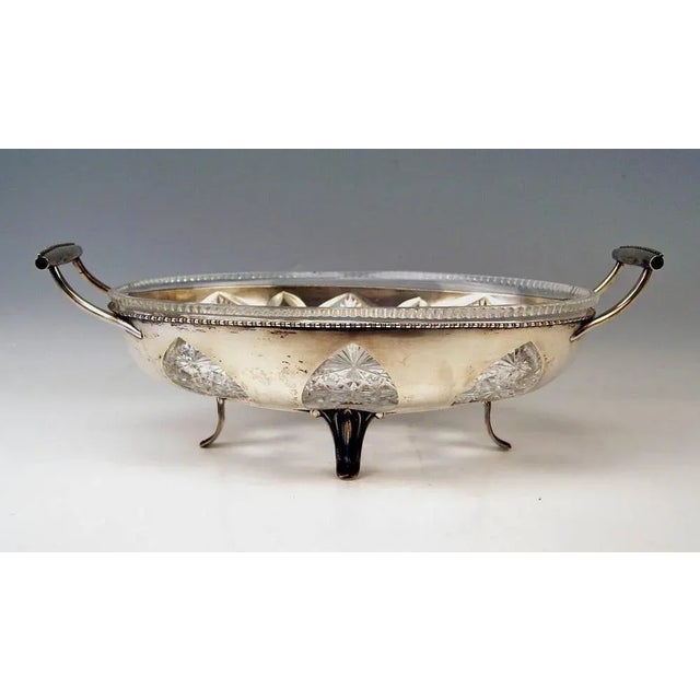 Metal Large Austrian Silver Bowl with Glass Liner, 1900-1910 For Sale - Image 7 of 9