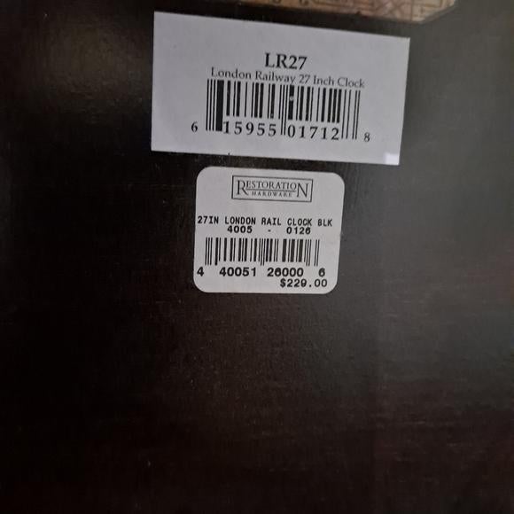 2000 - 2009 Restoration Hardware Large London Rail Wall Clock With Pendulum For Sale - Image 5 of 6