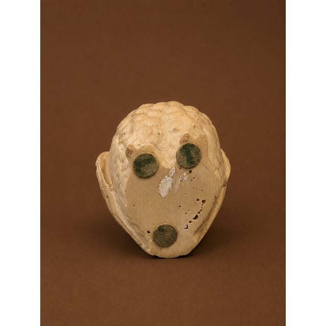 1970s Vintage Faux Ivory Resin Owl Figurine, 3.5" Woodland Decorative Owl Statue For Sale - Image 5 of 5