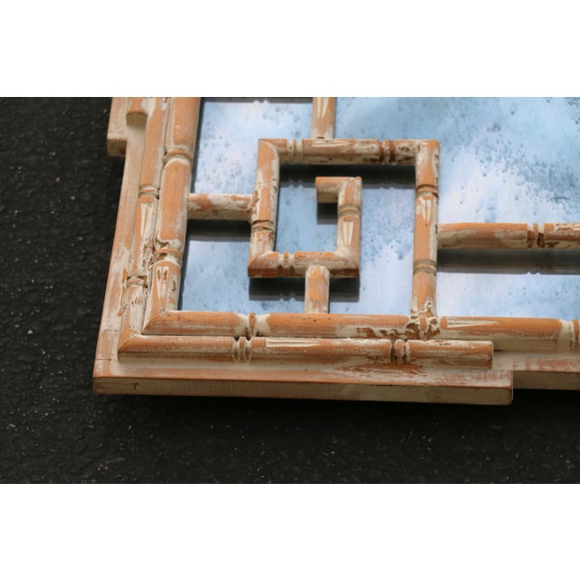 Vintage Italian Faux Bamboo Greek Key Wall Mirror, 1970s For Sale - Image 9 of 18