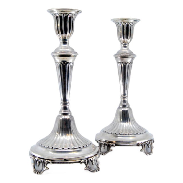 Silver Candlesticks with Fluting For Sale