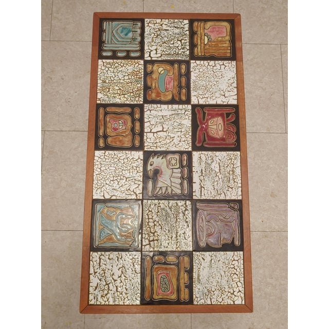 Mid-Century Modern 1960s Mid-Century Modern Custom Abstact Tile Top Coffee Table Made in Brazil For Sale - Image 3 of 7