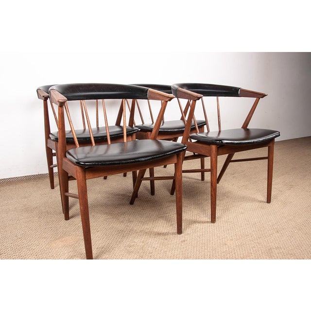 Black Danish Armchairs in Teak and Skai by Helge Sibast for Sibast, 1955 For Sale - Image 8 of 18