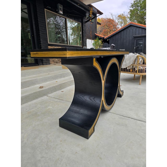Global Views Global Views Black / Gold Console Table For Sale - Image 4 of 16