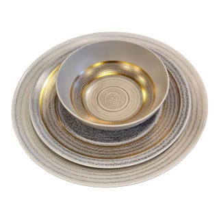 Late 20th Century Mid-Century Modern Sascha Brastoff Roman Coin Fine China Set 26 Pieces Plates + Bowls + Serving Luxury For Sale