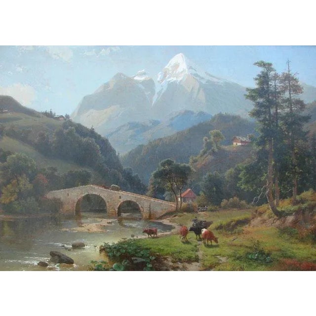 Realism Alpine Landscape Oil Jacobus Nicolaus Tjarda Van Starckenborgh For Sale - Image 3 of 3