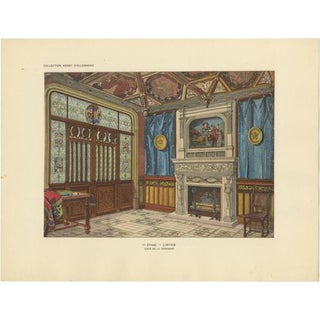 Henry dAllemagne, Medieval Revival Office Interior with Monumental Fireplace, 1900, Print For Sale