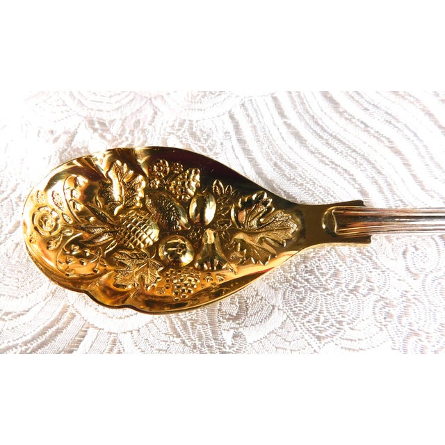 1970s Set of Six Gold and Silver Dessert Spoons From I. Magnin in Red Case For Sale - Image 4 of 9