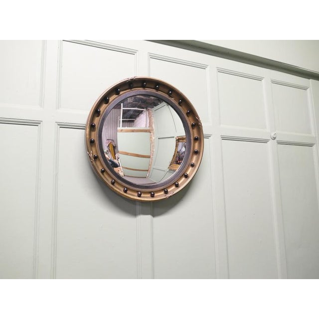 Hollywood Regency Gilt and Lacquer Convex Wall Mirror, 1950 For Sale - Image 3 of 6