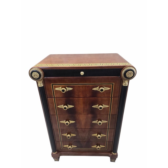 Late 20th Century Neoclassical Empire Revival Mahogany Five Drawer Chest For Sale - Image 11 of 11