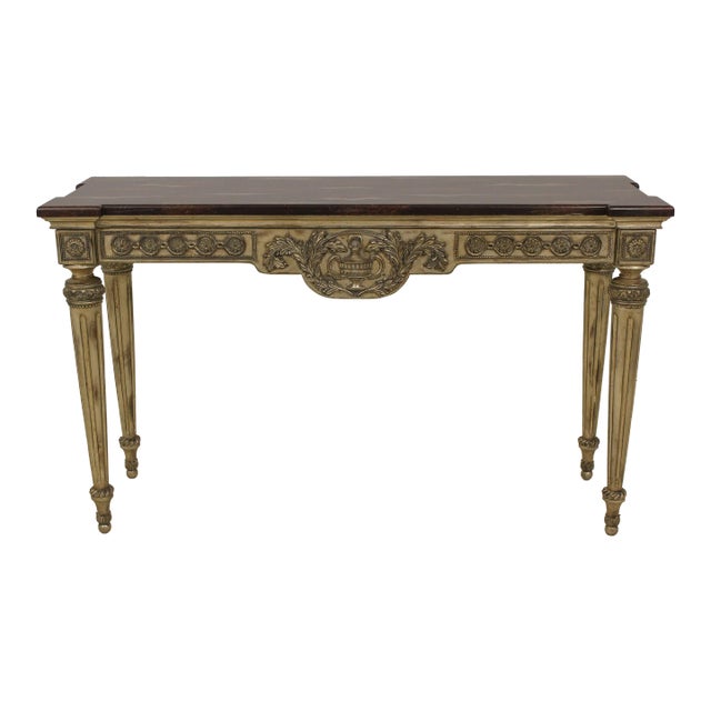 Regency Style Silver Gilt Faux Marble Top Console Table For Sale