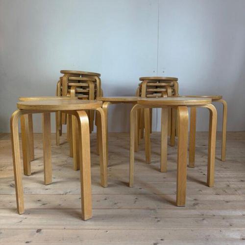 Vintage Oak Wooden Stool For Sale - Image 5 of 7