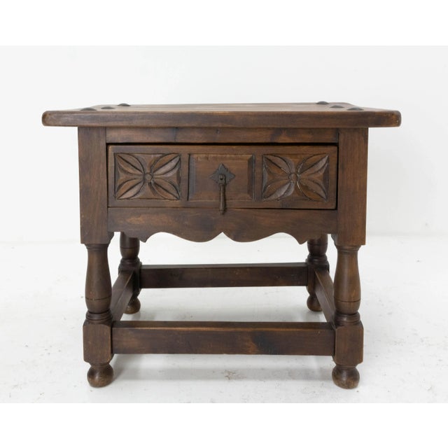 Wood Spanish Side Cabinet or Nightstand in Poplar with Studs, 1940s For Sale - Image 7 of 7