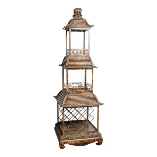 Pagoda Bamboo, Marble & Metal Fretwork Dry Bar, C.1960 For Sale