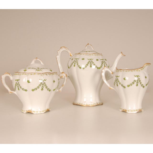 Art Nouveau French Limoges Porcelain Tea Set from A. Lanternier, 1890s, Set of 15 For Sale - Image 5 of 12
