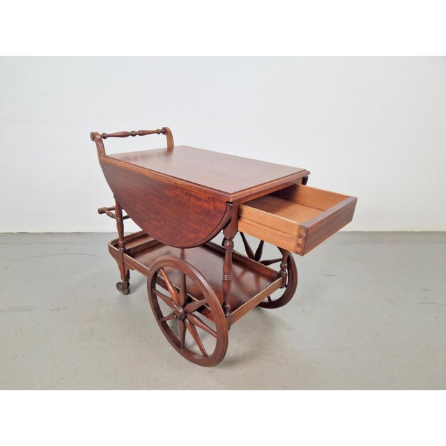 Rustic Vintage French Folding Spindle Bar Cart in Wood, 1960s For Sale - Image 3 of 15