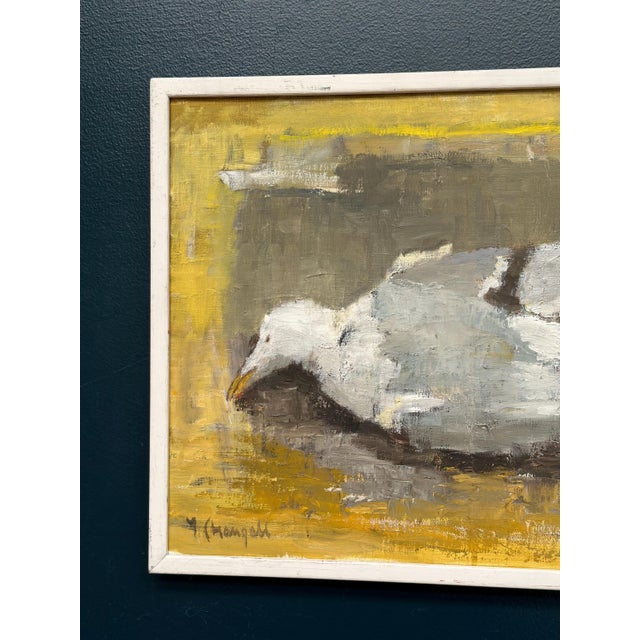 Original Vintage Swedish Oil on Canvas – “Seagull” by Ingeborg Stragnell – Signed – Framed – 49 × 41 cm (19.3" × 16.1") An...