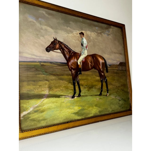 Late 19th Century Large Victorian British Sporting Oil Painting of Derby Winner Melton With Champion Jockey Fred Archer by F. S. Evans, Dated 1885 For Sale - Image 5 of 11