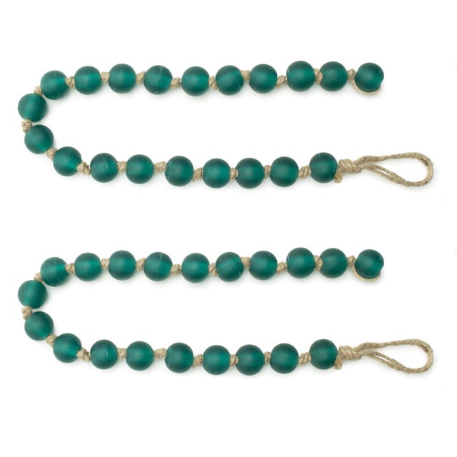 Rustic Frosted Glass Bead Garland (Set of 2) For Sale - Image 3 of 3