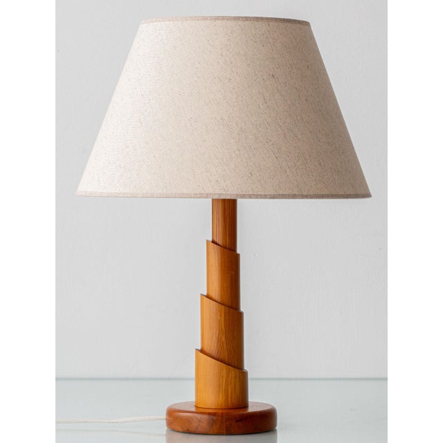Scandinavian Modern Sculptural Solid Pine Table Lamp, 1970s For Sale - Image 4 of 14