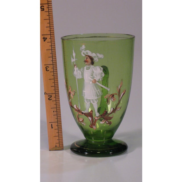 Tea Glass Cups Karl Moser Style Hand Panted Enamel Renaissance Guardsmen Green - Set of 4 For Sale - Image 17 of 17