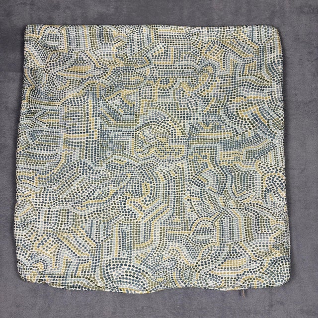 2020s Handmade Designer Fabric Throw Pillow Cover 22x22 Blue Green Dotted Abstract Usa For Sale - Image 5 of 6