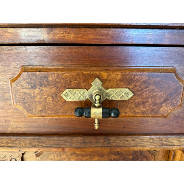 19th-Century Eastlake Solid Walnut Dresser With Original Finish and Hand-Cut Dovetails For Sale In Milwaukee - Image 6 of 12