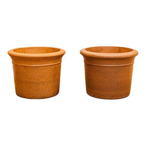 Mid Century Architectural Pottery Speckled Stoneware Planters - Set of 2