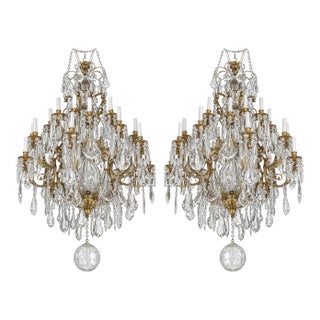 Early 20th Century. French Bronze & Cut Crystal Chandeliers - a Pair For Sale