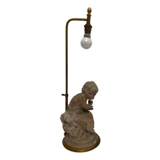 Lamp Base in Patinated Terracotta Plaster by Cherubin Enfant For Sale