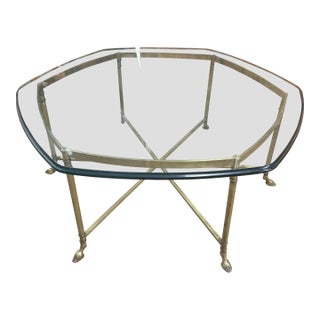 Mid 20th Century Maison Jansen Regence Style Brass & Glass Hoof Foot Coffee Table For Sale