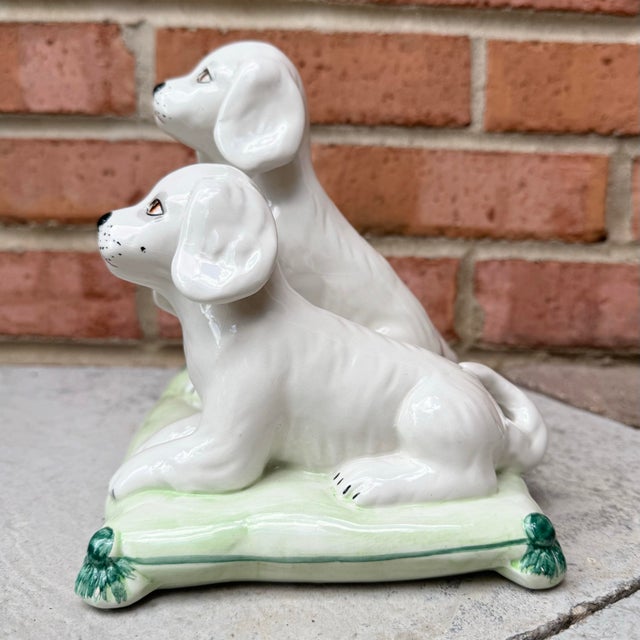 Ceramic Vintage Mid 20th Century Italian Majolica Trio of Pups Figurine For Sale - Image 7 of 11
