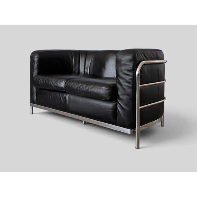 1990s Italian Onda Black Leather Sofa by De Pas, Durbino and Lomazzi for Zanotta, 1995 For Sale - Image 5 of 18