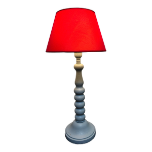 1990s Pop Art Red and Blue Wooden Table Lamp