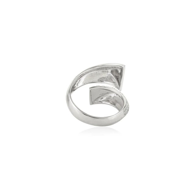 Bochic Cubic Zirconia Bypass Ring in 925 Sterling Silver- Size 8 For Sale - Image 6 of 8