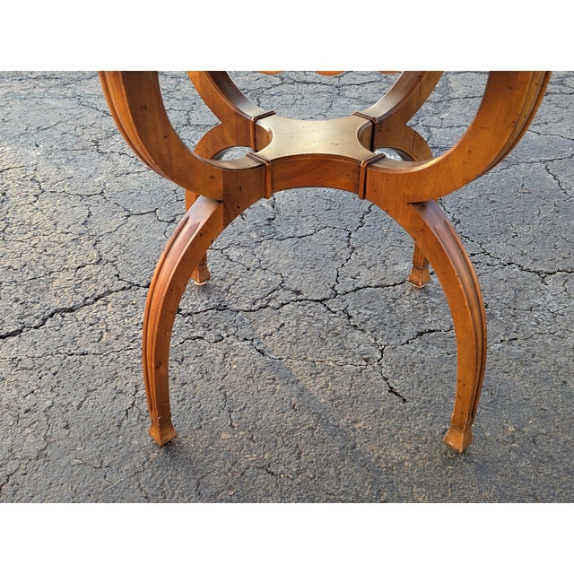 Wood Vintage John Widdicomb Round Fruitwood Side Table For Sale - Image 7 of 8