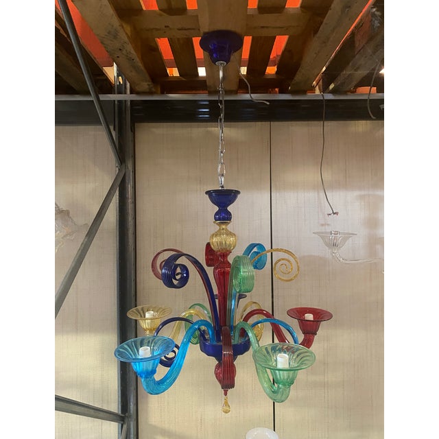 Murano Multicolors Glass Chandelier Random Colors 5 Arms For Sale - Image 10 of 12