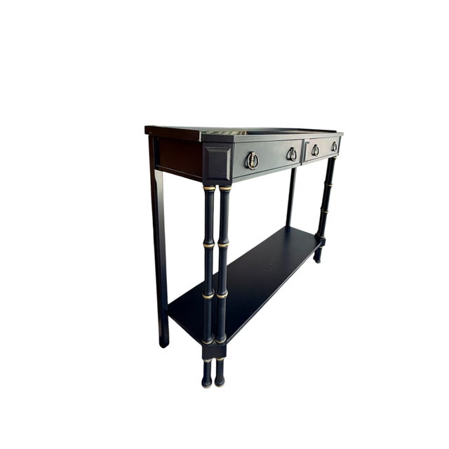 Black Faux Bamboo Console Table For Sale - Image 4 of 8