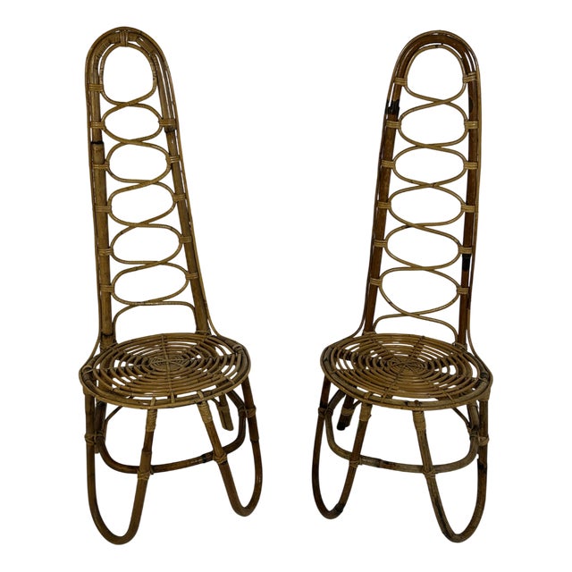 Rattan Fireplace Chairs, 1960s, Set of 2 For Sale