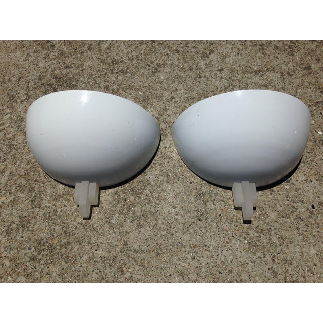 This fantastic pair of Boyd lighting wall sconces in white metal and lucite are sure to spice up any room. This vintage...