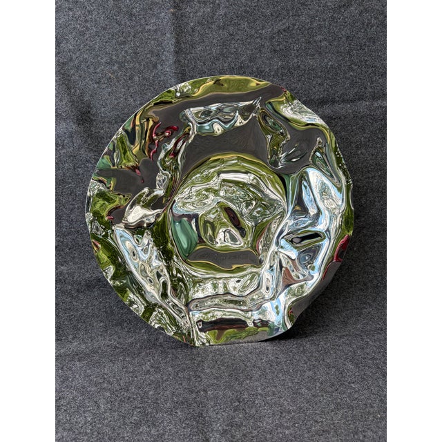 Vintage Alessi Crumpled Stainless Fruit Bread Bowl For Sale In New York - Image 6 of 15