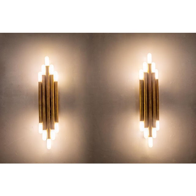 Brass Wall Lights by Sciolari, 1980s, Set of 2, in Very Good conditions. Designed 1980 to 1989 This piece is attributed to...