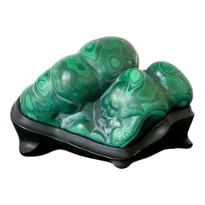 Malachite Rock on Display Stand as a Chinese Scholar Stone